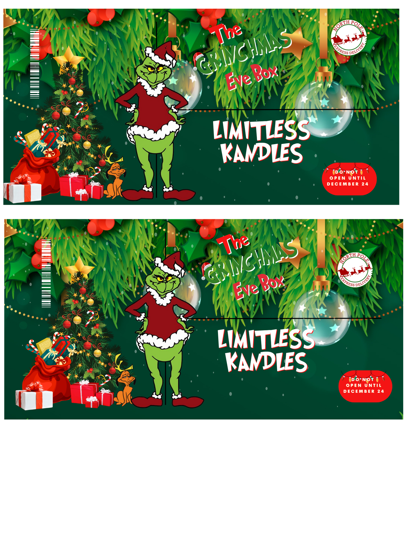 Christmas Grinch Party Favor Templates