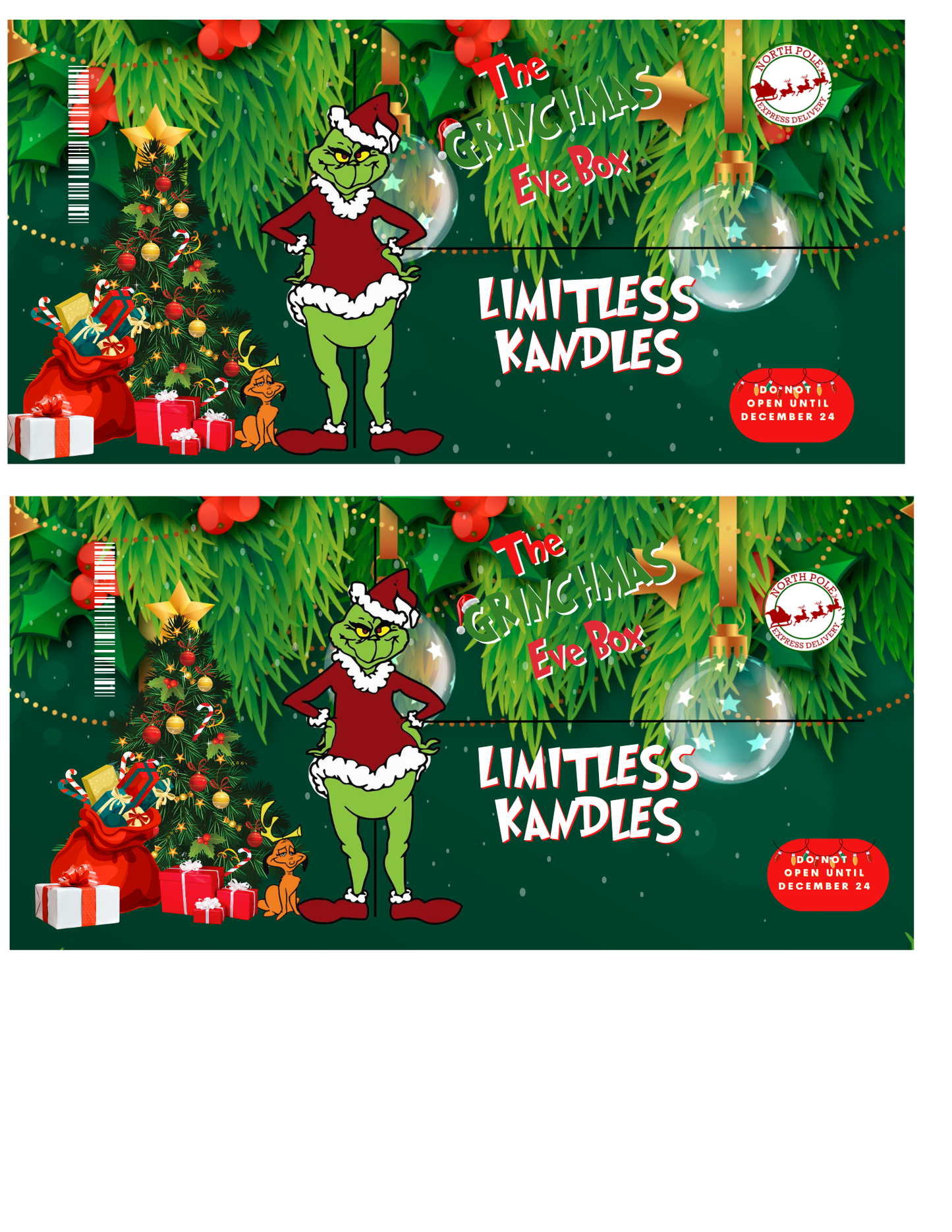 Christmas Grinch Party Favor Templates