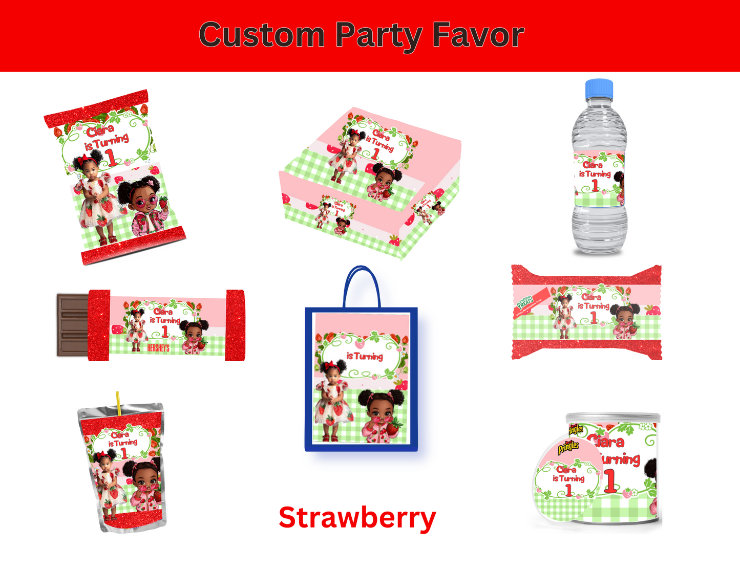 Strawberry Party Favor Templates