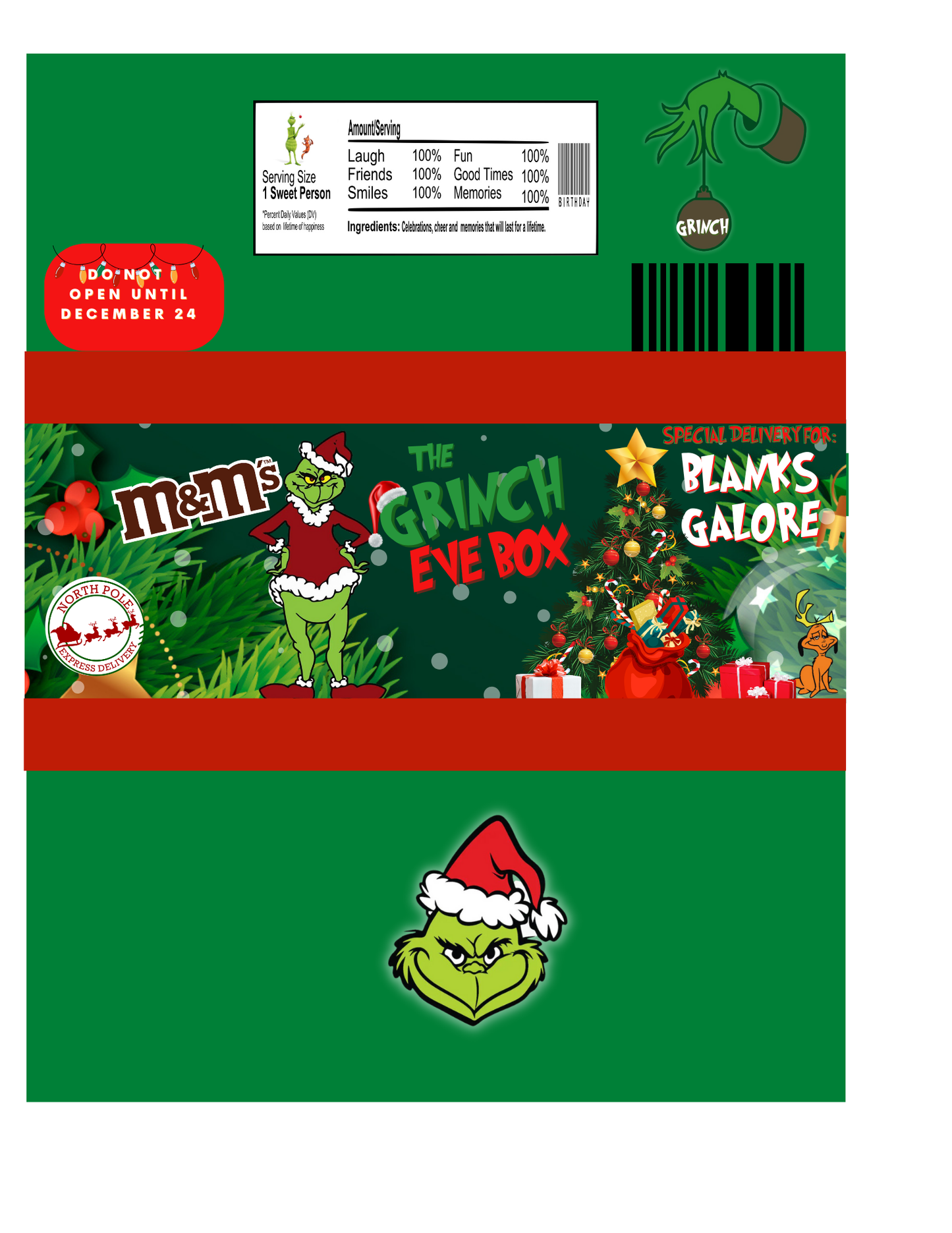 Christmas Grinch Party Favor Templates