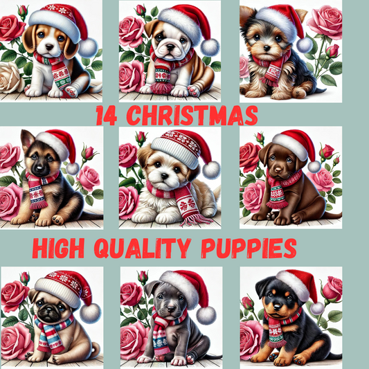 14 High Quality Christmas Puppies, perfect for all craft