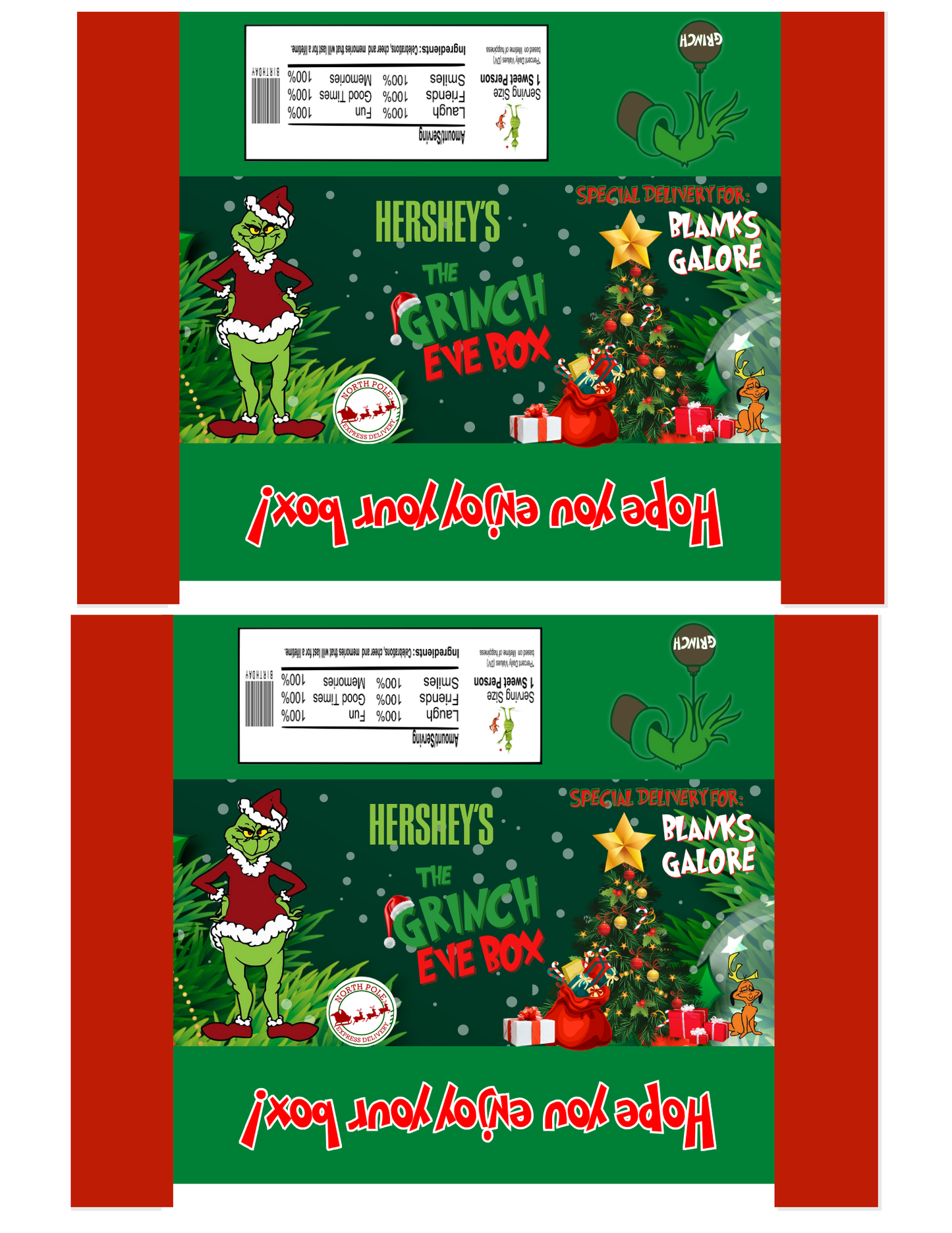 Christmas Grinch Party Favor Templates