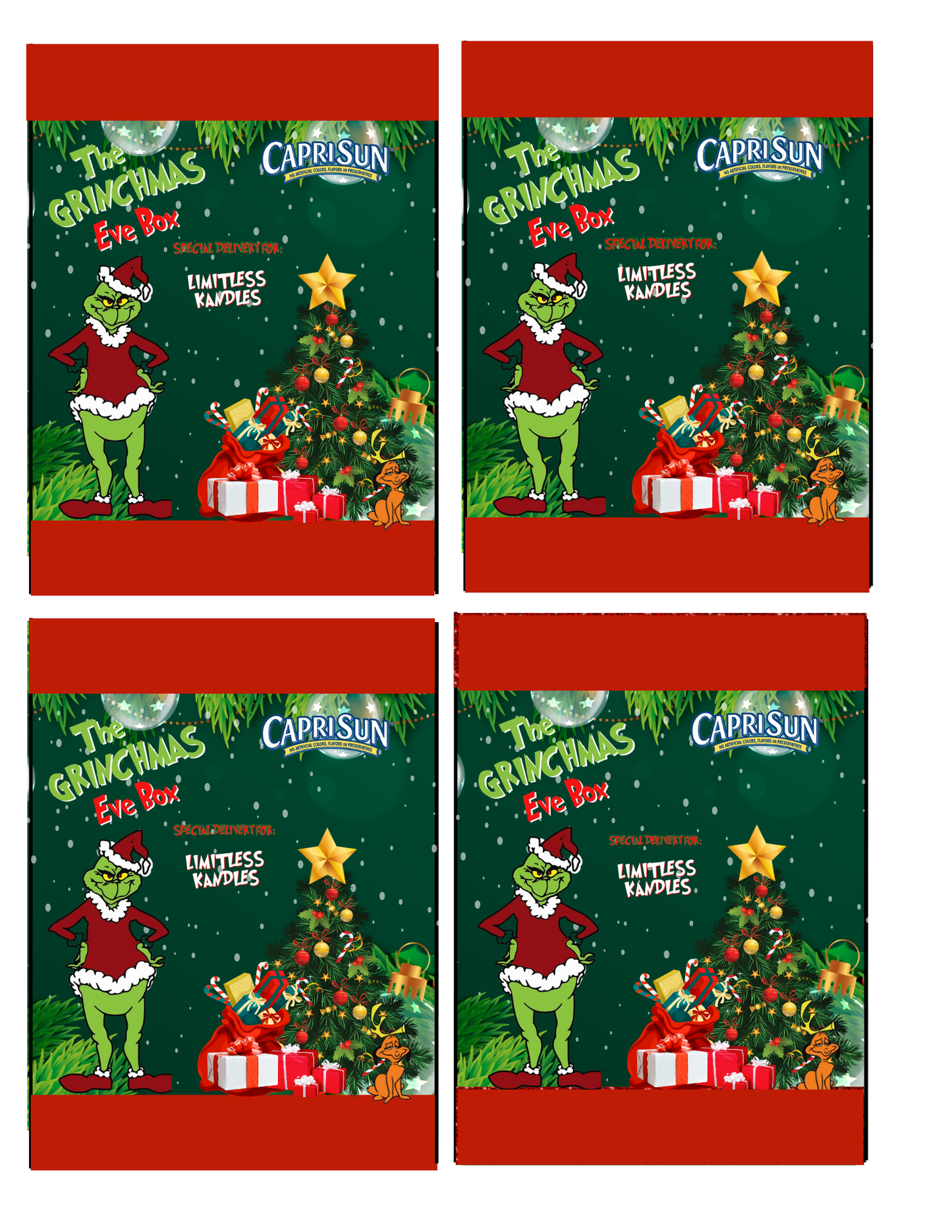 Christmas Grinch Party Favor Templates