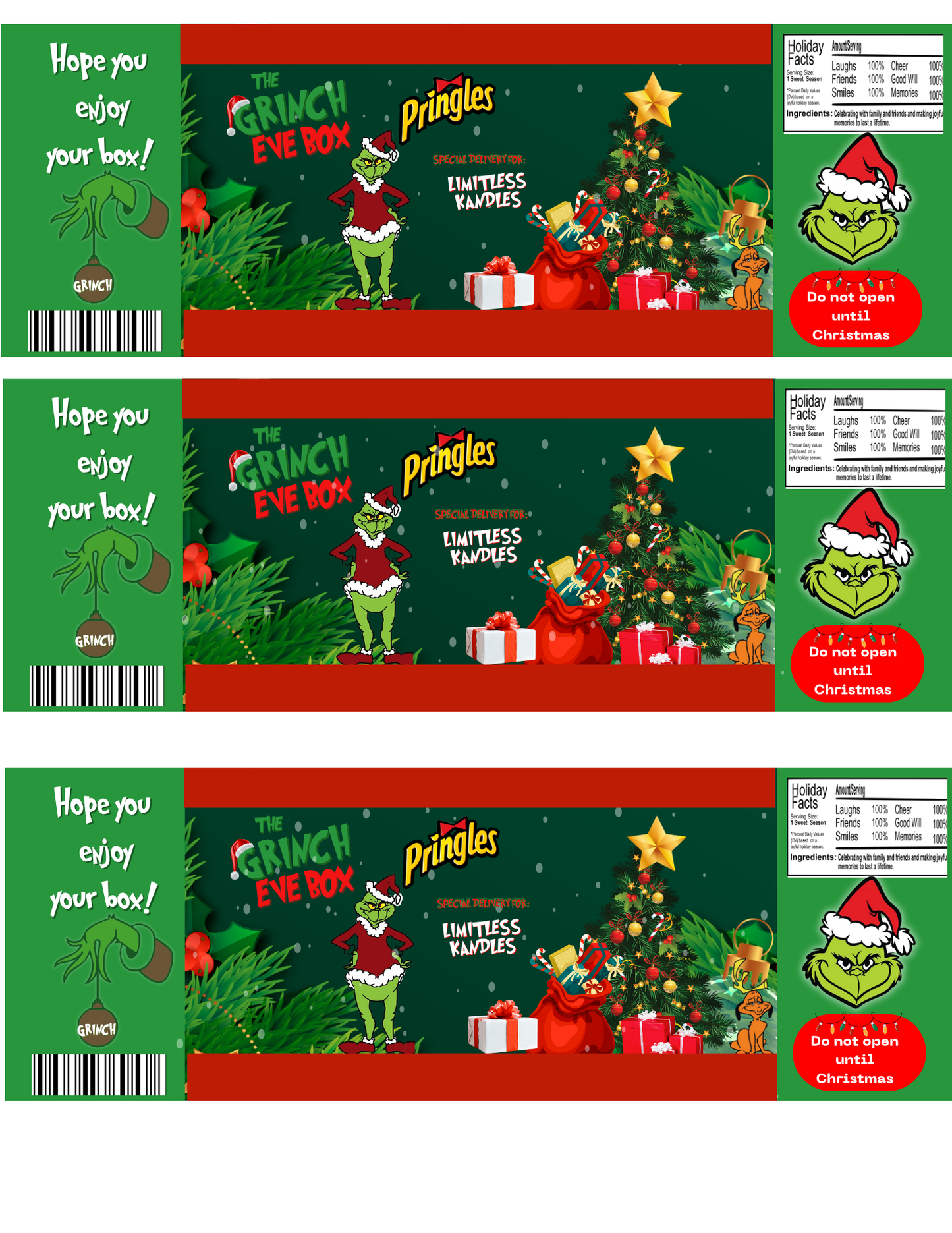 Christmas Grinch Party Favor Templates