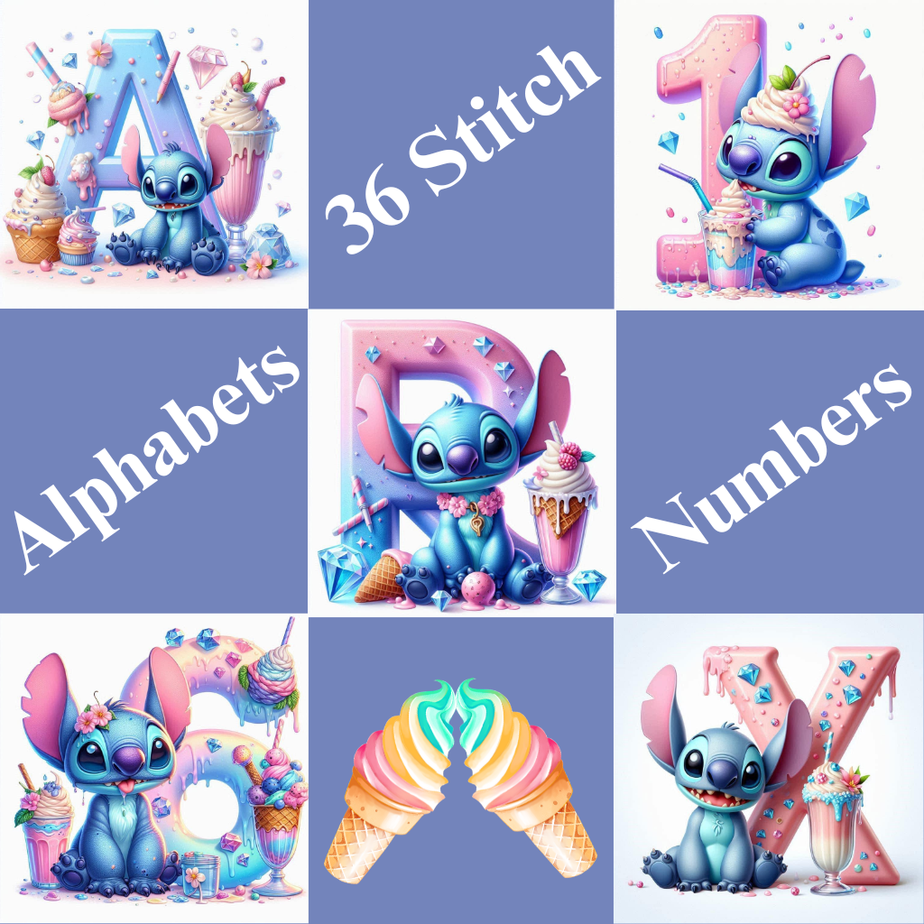 36 High Quality Stitch alphabets and numbers, perfect for crafting