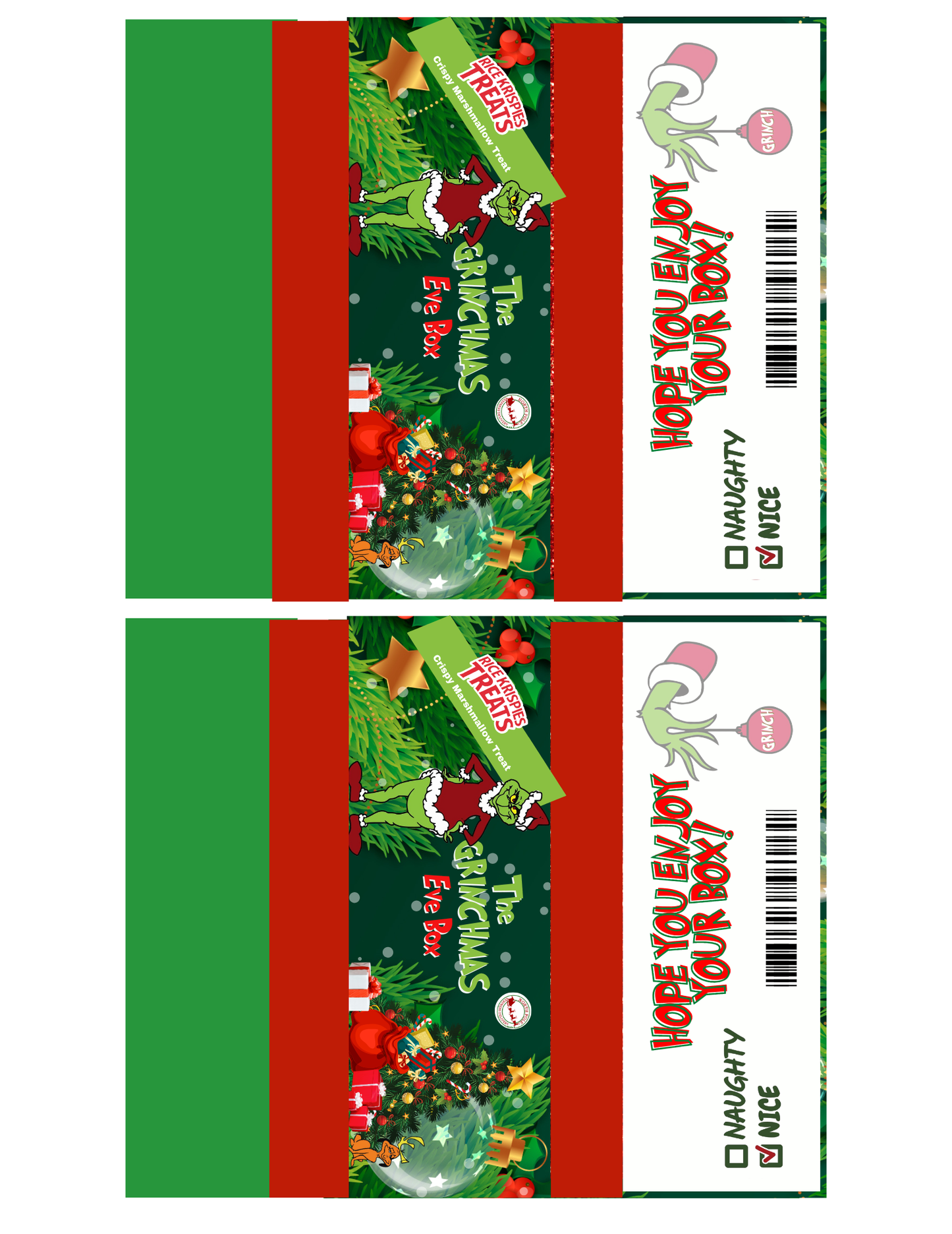 Christmas Grinch Party Favor Templates