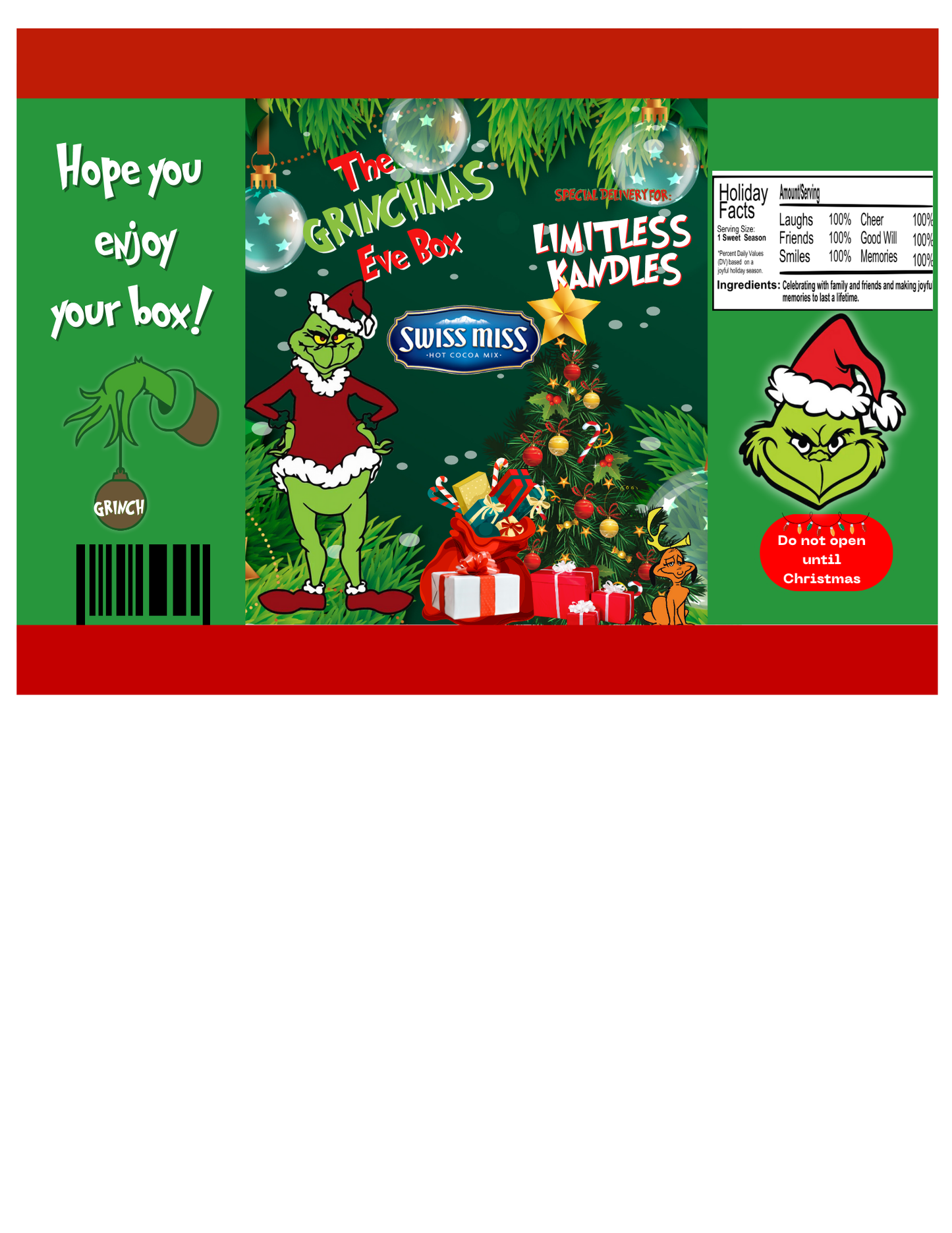 Christmas Grinch Party Favor Templates